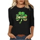 thumbnail image 3 of TaTaai Women St. Patrick's Print Crew Neck 3/4 Sleeve Black T-Shirt Loose Casual Top Ladies Spring Street Wear Lightweight Breathable Non-See-Through No Fading Soft Top Gift, 3 of 7