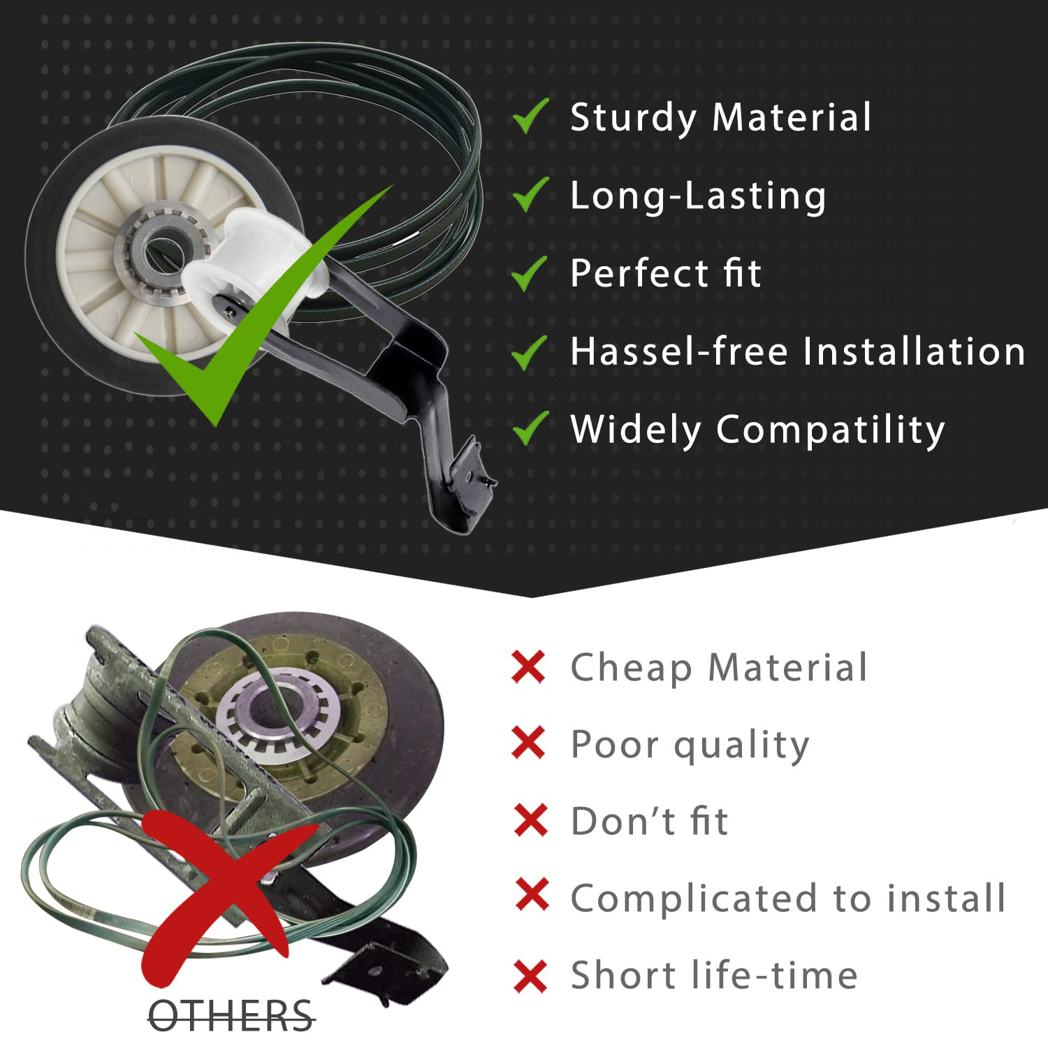 Rongsi 4392065 Dryer Repair Kit With 349241T Drum Roller Kit, Dryer Parts,691366 Idler Pulley 341241 Belt by Seentech - Exact fit for Whirlpool & Kenmore Dryers - Replaces AP3131942