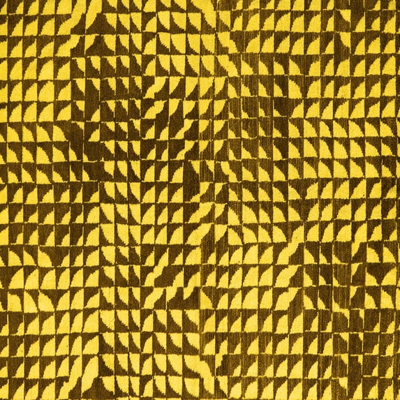 Ahgly Company Indoor Square Abstract Yellow Modern Area Rugs, 6' Square