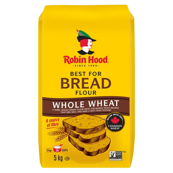 Robin Hood Best for Bread Whole Wheat Flour, Made with 100% Canadian Wheat, 5kg, 5 Kg