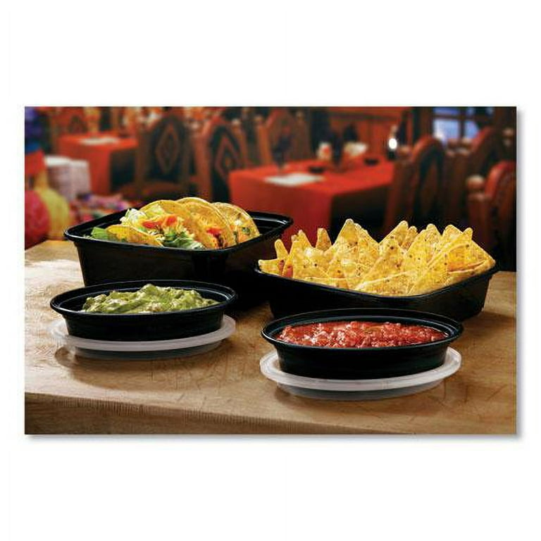 Newspring VERSAtainer Microwavable Containers, Oval, 12 oz, 6.8 x 4.8 x 1.45, Black/Clear, Plastic, 150/Carton Newspring VERSAtainer Microwavable Containers, Oval, 12 oz, 6.8 x 4.8 x 1.45, Black/Clear, Plastic, 150/Carton