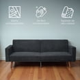 thumbnail image 3 of Ilios Innova | Sofá Cama Aren Tapizado en Lino Negro Diseño Nórdico con Respaldo Dividido Reclinable Brazos y Estructura de Madera Futón Moderno para Sala de Estar, 3 of 9