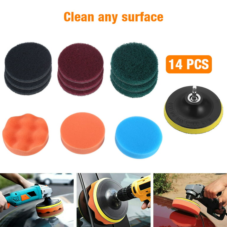 14pc 3 Inch Car Buffing Pads Polishing for Drill Sponge Kit Waxing Foam  Polisher