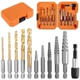 thumbnail image 1 of AMERTEER 11Pcs Screw Extractor Set Carbon Steel Hex Shank Bolt Extractor Kit Portable Easy Out Screw Remover Tool Kit with Connecting Rod for Damaged Broken Frozen Rusted Screws, 1 of 9