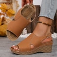 thumbnail image 4 of Rokment Womens Orthotic Platform Wedges Gladiator Sandals Summer Fashion Casual Leather Open Toe Arch Support High Heels Slingback Dressy Sandals with Adjustable Straps C Size 7.5, 4 of 7