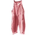 thumbnail image 2 of ELFINDEA Solid Rompers for Women Plus Size Summer Jumpsuits for Women Casual Fashion Pocket Tie Sleeveless Striped Jumpsuit Pink 5XL, 2 of 6