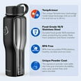 thumbnail image 6 of BUZIO 32oz Insulated Stainless Steel Water Bottle with Straw Lid and Flex Cap, Toxin-free, Stay Cold, Black, 6 of 10