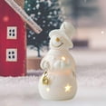 thumbnail image 1 of Adorno navideño de muñeco de nieve iluminado con LED, adorno de escritorio en miniatura, paisaje para escritorio, sala de estar, mesa de vacaciones, con campana, 1 of 10