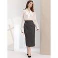 thumbnail image 3 of Falda midi ajustada Allegra K con abertura en la espalda y cremallera en la cintura alta estampado cuadros Gris oscuro L, 3 of 5