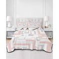 thumbnail image 2 of Quilt King Size Bedding Set, Modern Geometric Pink Reversible Summer Quilt 3 Pieces, Abstract Minimalist Artwork Lines Lightweight Bedspreads Coverlets with 2 Pillow Shams for All Seasons, 2 of 5