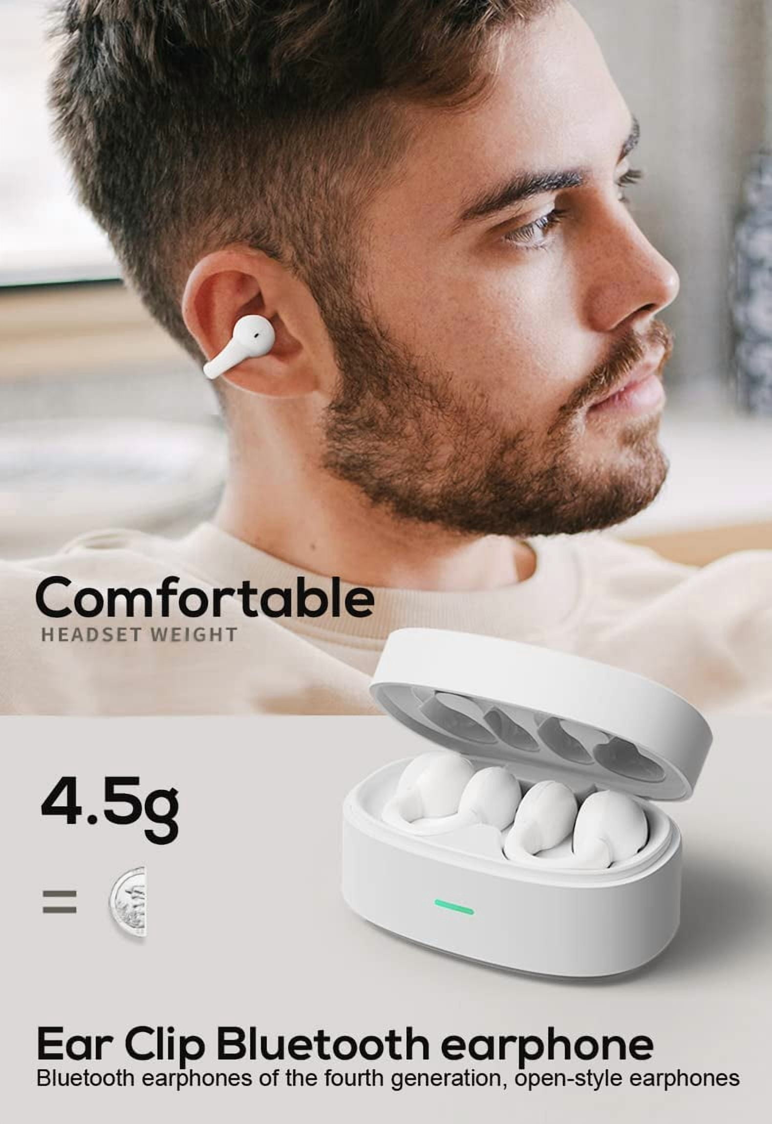 Wireless Ear-Clip TWS Earphones Compatible With Samsung Galaxy A12/A32/A42/A52 5G - Bluetooth Earbuds True Stereo Charging Case Hands-free Mic