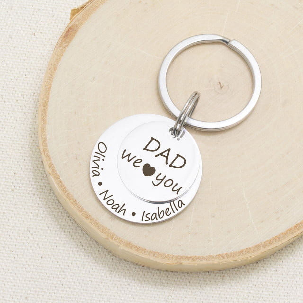 Anavia "Daddy's Lucky Charm" Father's Day Gift for Dad - Engraved Stack Keychain Stainless Steel - Father's Day Gift - Gift for Him - Custom Keychain - World's Best Dad - #1 Dad - Gift from Kids
