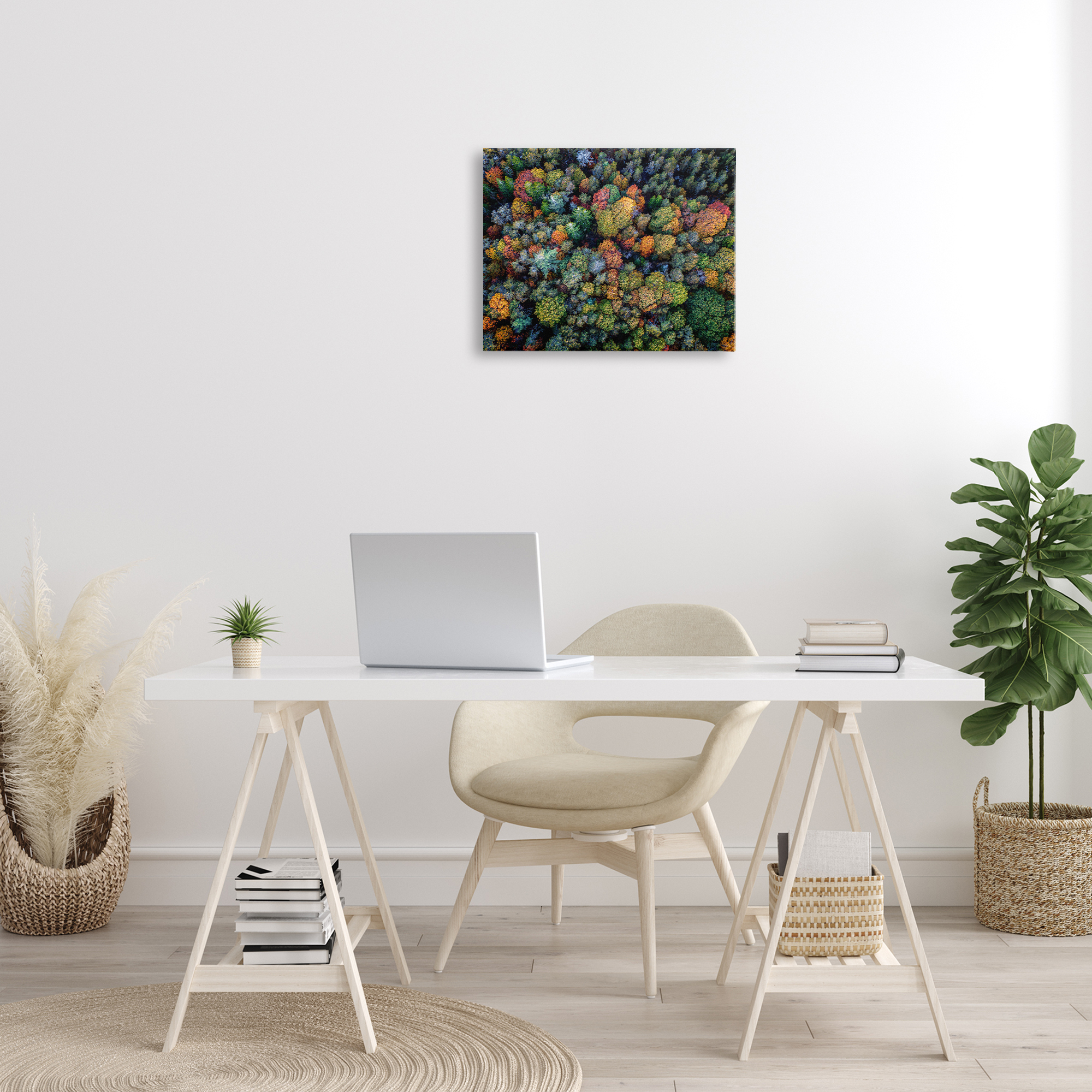 Stupell Industries Aerial View Autumnal Foliage Landscape & Nature Photography Wrapped Canvas Art Print Wall Art, 20 x 16