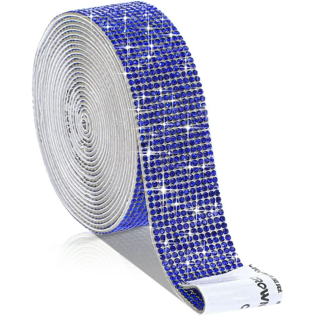Tira autoadhesiva de diamantes de imitación Zonon de 2 mm, color azul real, 2,7 cm x 2,7 m