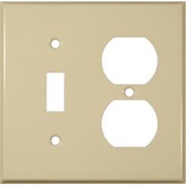 Stainless Steel Metal Wall Plates 2 Gang 1Duplex 1Toggle Ivory