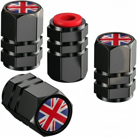Union Flag 4-Piece Corrosion-Resistant Tire Valve Stem Caps for Trucks, Motorcycles, SUVs, and Bikes