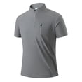 thumbnail image 4 of Avirosel Men's Short Sleeve Quarter-Zip Polo Shirts Moisture Wicking Breathable Stretch Fabric with Pockets for Golf Dark Gray, 4 of 6