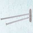thumbnail image 2 of Toallero de pared de acero inoxidable con 2 barras, giratorio 180 grados, organizador para baño (plateado), 2 of 7
