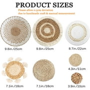 7 Pack Boho Wall Decor, Rattan Wicker Home Decor Boho Wall Art Set Handmade Hanging Rustic Flat Farmhouse Decor for Living Rooms Bedrooms Kitchen