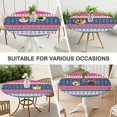 thumbnail image 7 of Colorful Pioneer Flower Striped Pattern Round Fitted Tablecloth with Elastic Edge,Dining Table Cover Waterproof,Outdoor Round Tablecloth for Camping,Dining,Indoor and Outdoor, 7 of 7