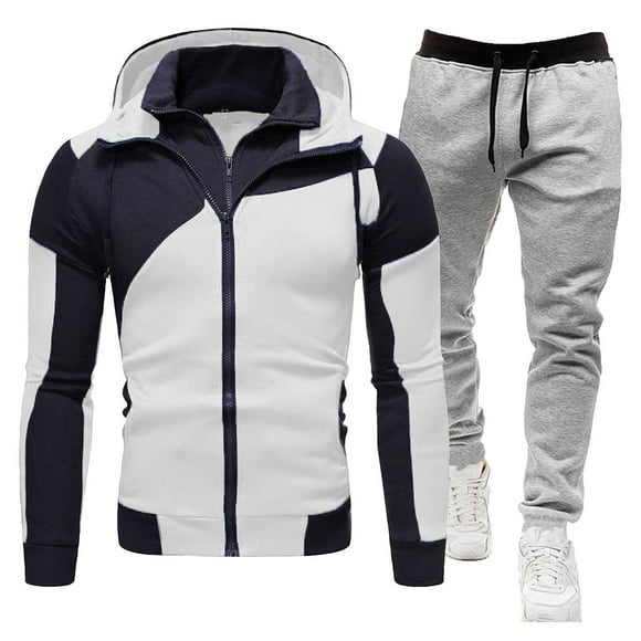 JHLZHS Fall Outfits for Men Pants 2024 Men's Tracksuit 2 Piece Hooded Athletic Sweatsuits Casual Running Jogging Sport Suit Sets Hippie Clothes for Men Vest Mens Disco Outfit White Pants