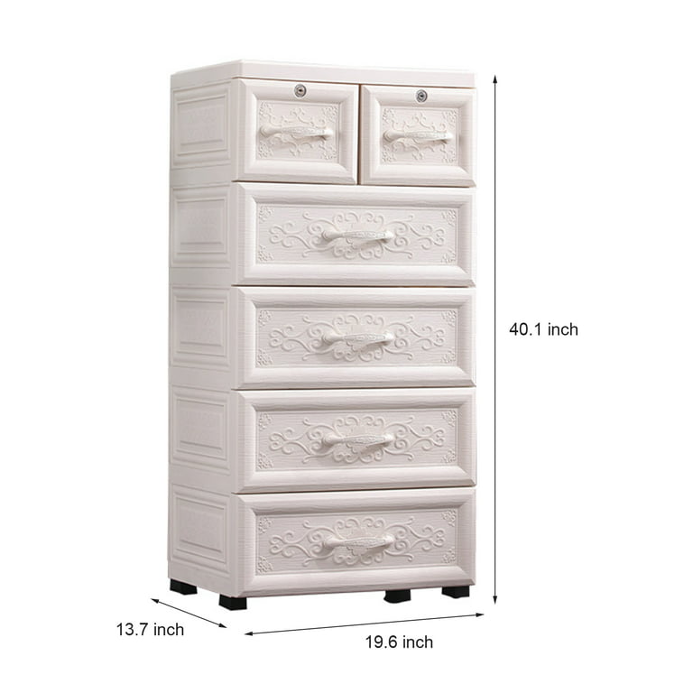 CNCEST 6 Drawers Storage Cabinet w/Wheels , Closet Drawers Tall
