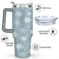 thumbnail image 3 of Light Blue White Snowflakes 40 Oz Tumbler with Handle Lid and Straw Stainless Steel Double Walled Vacuum Insulated Cup Merry Christmas Gifts Tumbler for Women Men Friends Outdoor Indoor, 3 of 6