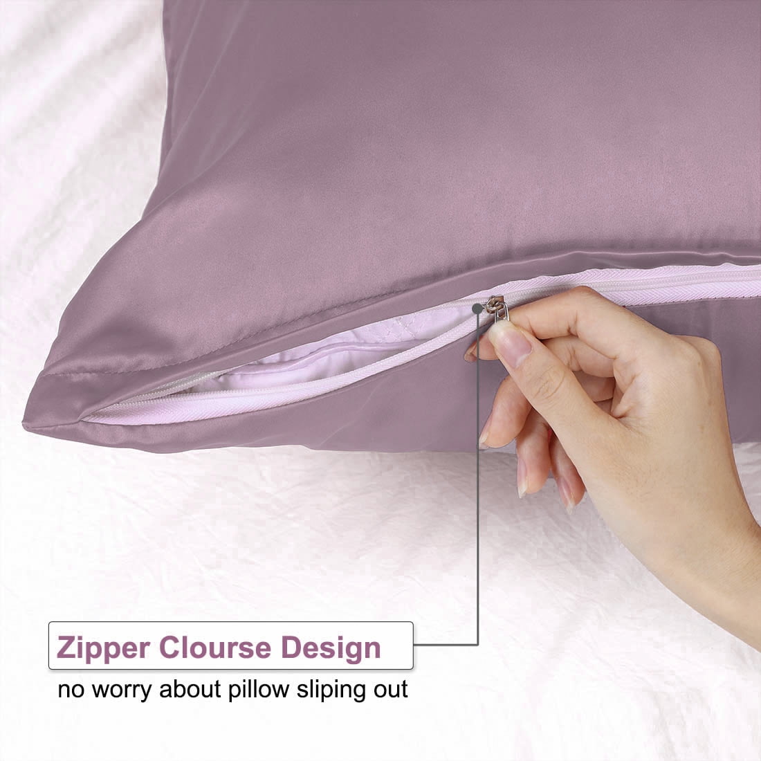 Unique Bargains Set of 4 Silky Satin Pillowcases Pillow Cover Mauve Travel
