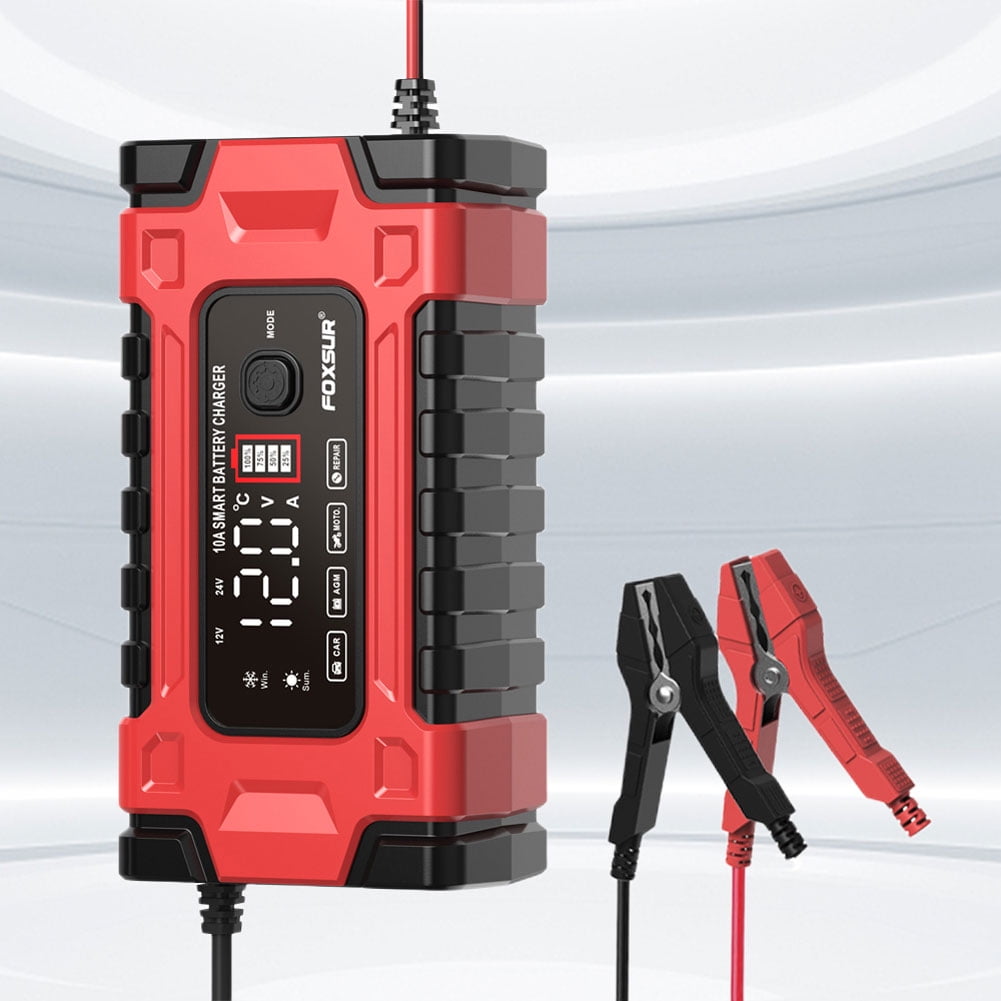 CHAMAIR 12V 10A Car Battery Charger Fast Charging Portable Battery