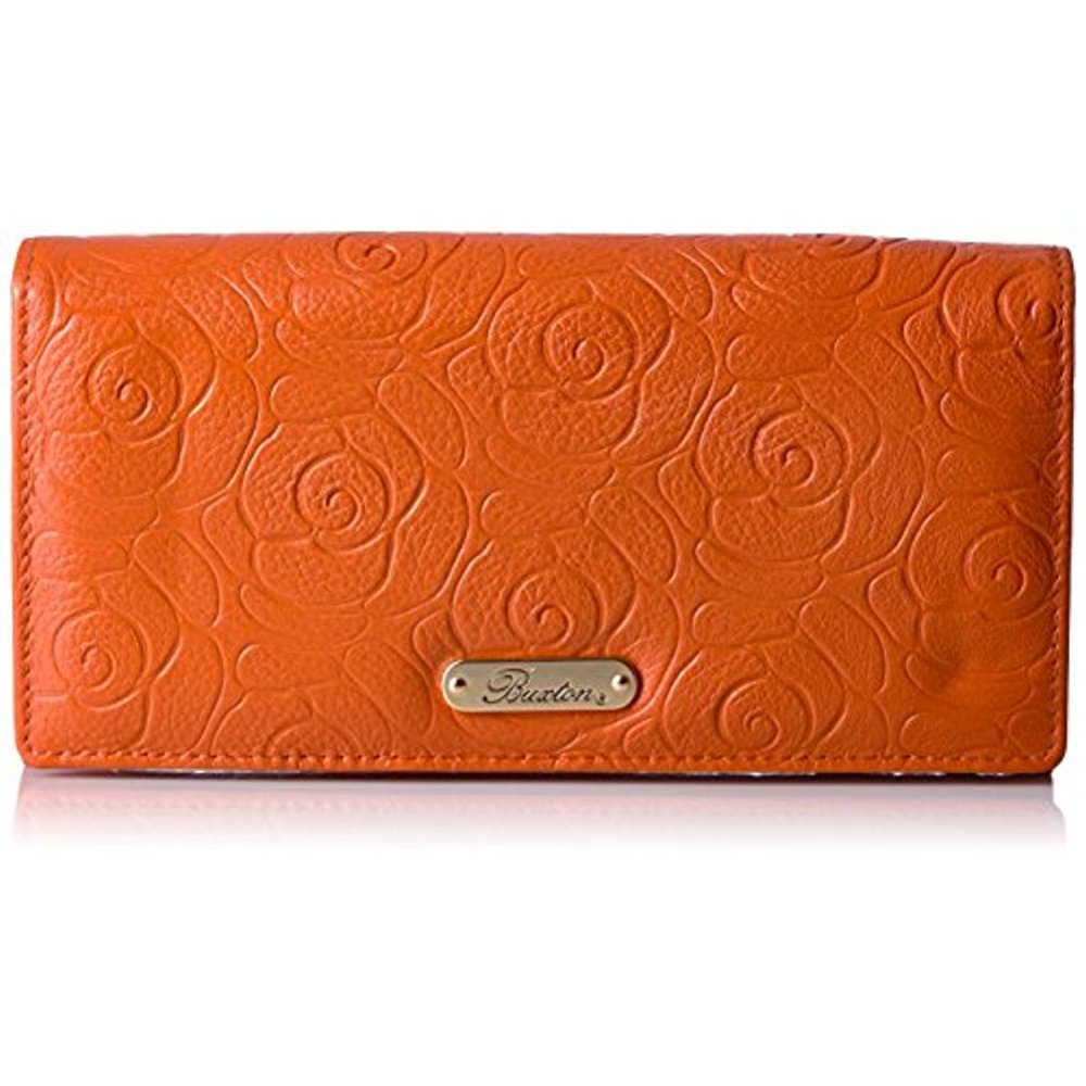 Buxton Buxton Womens Rose Garden Embossed Leather Clutch Wallet