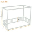 thumbnail image 7 of Miniyam Wood Twin Size Canopy Floor Bed with Guardrails for Kids and Teens, White, 7 of 7