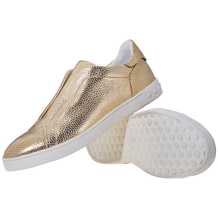 gold metallic slip on sneakers