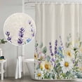 thumbnail image 4 of Shower Curtain Bathroom Set Farm Daisy Floral Eucalyptus Leaves Waterproof Fabric Shower Curtains with Grommets&Hooks, Summer Flower Vintage Linen Privacy Bath Curtain for Bathtub 60x72in, 4 of 9