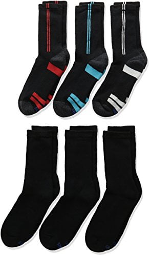 Hanes Boys' 12-Pairs EZ Sort Crew Socks, Black, Medium - Shoe Size: 9-2.5 Pack of 2