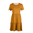 thumbnail image 4 of Diufon Womens Plus Size Dresses Solid Color Dress Round Neck Short Sleeve Midi Dress with Pockets, 4 of 6