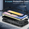 thumbnail image 6 of LEYI for Galaxy A25 5G Case, Samsung A 25 Case with [2 Pack] Tempered Glass Screen Protectors, 3 in 1 Full Body Shockproof Rubber Dustproof Rugged Defender Protection Case for Galaxy A25 5G, Black, 6 of 7