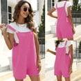 thumbnail image 2 of Women's Summer Cotton Linen Short Overalls Casual Bib Shortalls Rompers with Pockets, 2 of 7