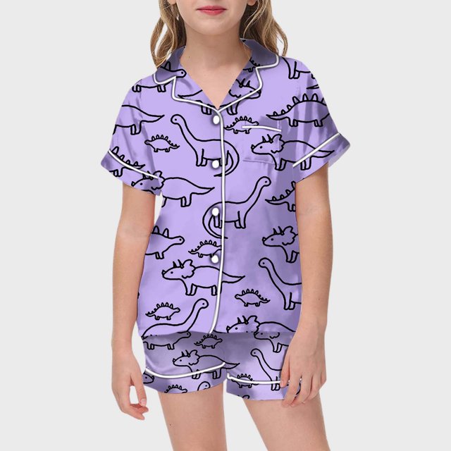 WEAIXIMIUNG Ensemble de Vêtements de Maison Peints à la Main pour Enfants, Pyjama à Colorier pour Fille, 110