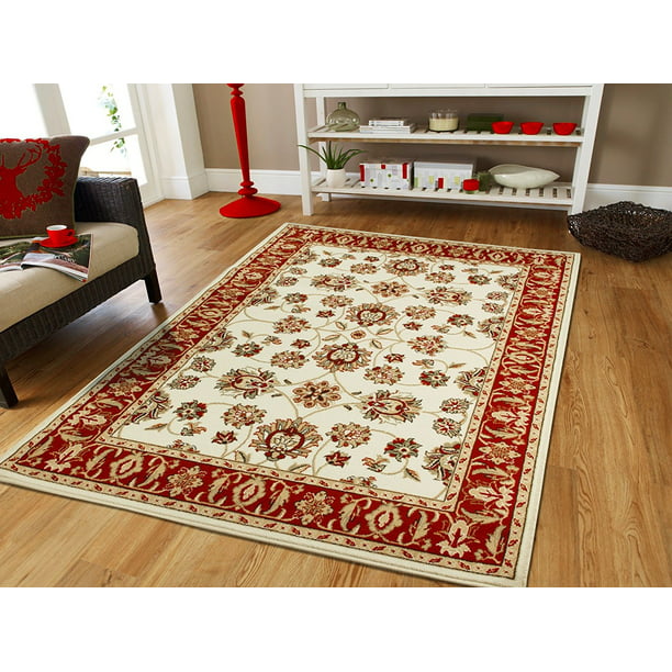 Large Cream 8x11 Traditional Rugs Ivory Dining Room Rugs for Under the ...