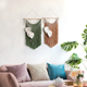 thumbnail image 2 of Tapiz de pared de estilo bohemio con borlas de hojas, tejido a mano, elegante, trenzado, verde bohemio, 2 of 7