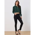 thumbnail image 4 of Chaqueta Corta de Pana para Mujer Chaqueta Corta Casual con Cremallera y Solapa Verde oscuro L, 4 of 6