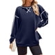 thumbnail image 2 of Sudaderas de Mujer de Larga, Cuello Redondo, Estilo Pullover, Ideales para Otoño e Invierno. con Cremallera Lateral, Perfectas para Salir. Azul Marino XXL, 2 of 10