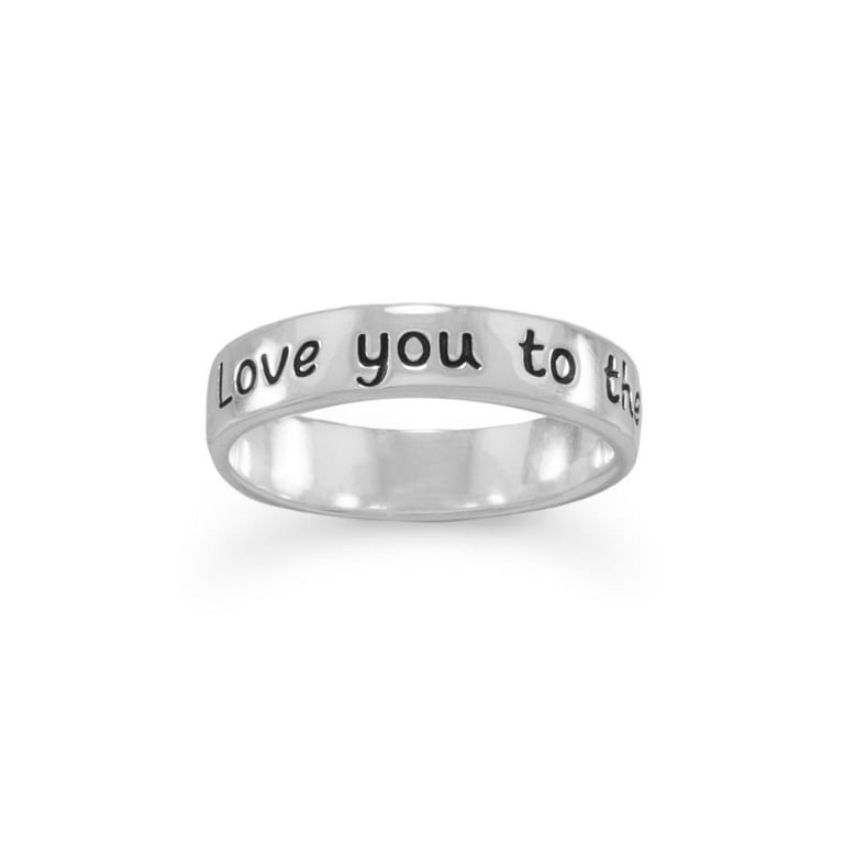Engraved Love you to the Moon and Back Sterling Silver Band Ring Engraved Love you to the Moon and Back Sterling Silver Band Ring