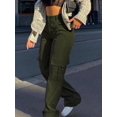 thumbnail image 4 of Women's Solid Color Straight-HiLoose Casual Pocket Cargo Pants, 4 of 4