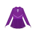 thumbnail image 4 of DPOIS Little Big Girl Figure Ice Skating Ballet Gymnastics Leotard Dress Purple 8, 4 of 5