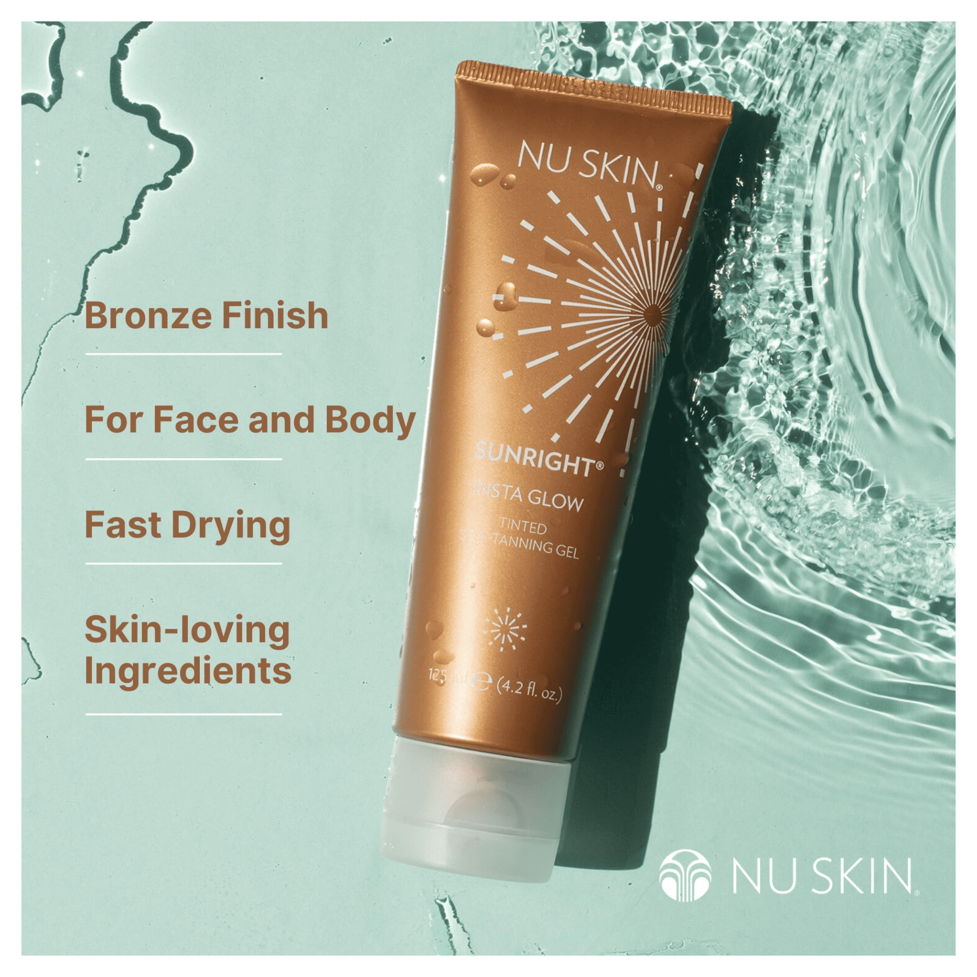 Nu Skin Sunright Insta Glow Self Tanning Gel, 4.2 fl oz, Face and