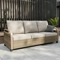 thumbnail image 3 of INTER HUT Modern Wicker Patio Sofa, Rattan Outdoor Couch Sofa, 3 Seat Couch, Brown/Gray, 3 of 9