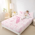 thumbnail image 4 of jejeloiu Initial Letter N Full Size Sheets,Kawaii Bowknot Bed Sheets,Pink White Sheet Sets For Girls,Breathable Bedroom Decoration,4-Piece, 4 of 7