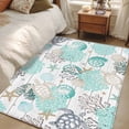 thumbnail image 5 of Turquoise Coral Conch Washable Area Rugs 4'x6', Starfish Turtle Shell Wood Grain Low Pile Throw Living Room Rug Non-Slip Sturdy Edge Binding Carpet for Indoor Entryway Bedside Kitchen, 5 of 9