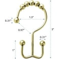 thumbnail image 3 of Anillos dorados para ganchos de cortina de ducha, anillos de ganchos de ducha de doble deslizamiento de metal resistente a la oxidación para barras de cortinas de ducha de baño, juego de 12 ganchos, 3 of 6